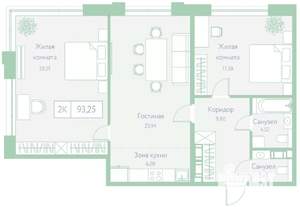 2-к квартира, вторичка, 93м2, 14/20 этаж
