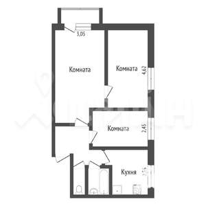 3-к квартира, вторичка, 51м2, 3/5 этаж