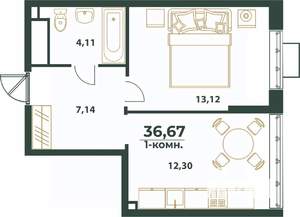 1-к квартира, вторичка, 37м2, 15/24 этаж