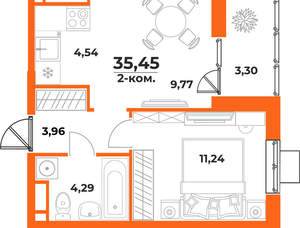 2-к квартира, вторичка, 35м2, 8/10 этаж