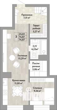 3-к квартира, вторичка, 75м2, 1/22 этаж