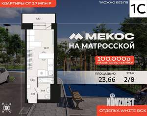 1-к квартира, вторичка, 24м2, 2/8 этаж