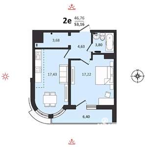 2-к квартира, вторичка, 53м2, 10/25 этаж