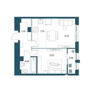 2-к квартира, вторичка, 51м2, 8/17 этаж