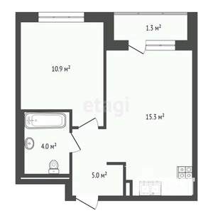 1-к квартира, вторичка, 36м2, 10/12 этаж