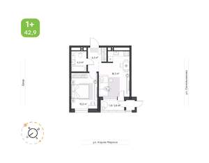 1-к квартира, вторичка, 43м2, 18/24 этаж