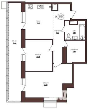 2-к квартира, вторичка, 70м2, 4/23 этаж
