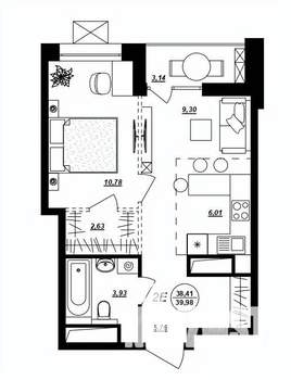 2-к квартира, строящийся дом, 40м2, 1/17 этаж