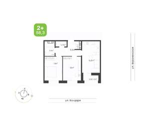 2-к квартира, вторичка, 58м2, 9/9 этаж