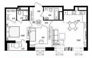 3-к квартира, строящийся дом, 63м2, 6/17 этаж