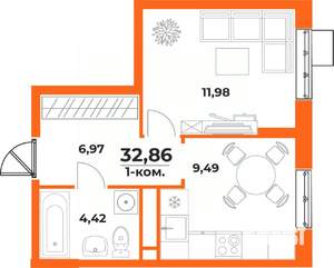 1-к квартира, вторичка, 33м2, 3/10 этаж
