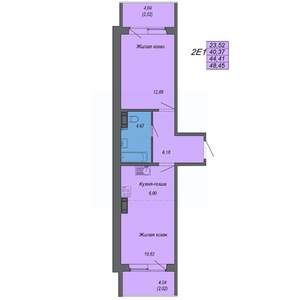 2-к квартира, строящийся дом, 48м2, 5/10 этаж
