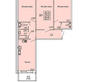 3-к квартира, вторичка, 80м2, 2/10 этаж