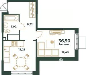 1-к квартира, вторичка, 37м2, 24/24 этаж