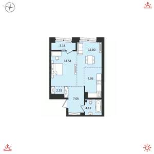 2-к квартира, вторичка, 51м2, 9/17 этаж