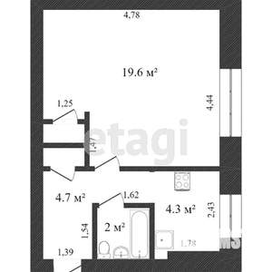1-к квартира, вторичка, 32м2, 2/2 этаж