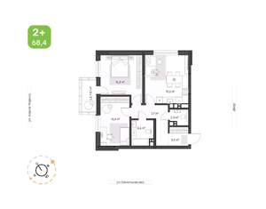 2-к квартира, вторичка, 68м2, 22/24 этаж