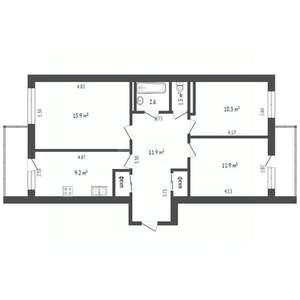 3-к квартира, вторичка, 66м2, 15/16 этаж