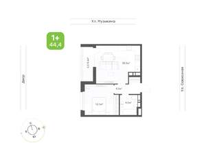 1-к квартира, вторичка, 44м2, 7/9 этаж