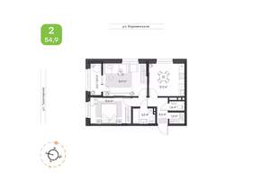2-к квартира, вторичка, 55м2, 4/16 этаж
