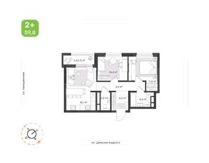 2-к квартира, вторичка, 60м2, 13/21 этаж
