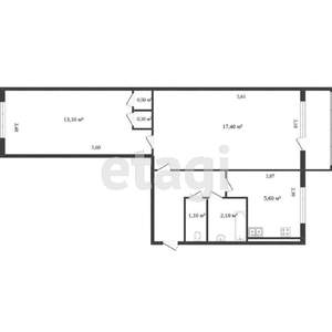 2-к квартира, вторичка, 44м2, 1/5 этаж