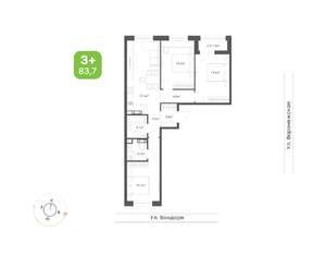 3-к квартира, вторичка, 84м2, 7/9 этаж