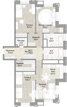 4-к квартира, вторичка, 103м2, 11/21 этаж