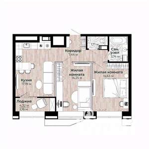 2-к квартира, вторичка, 62м2, 8/15 этаж