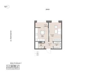 1-к квартира, вторичка, 34м2, 8/16 этаж