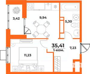 1-к квартира, вторичка, 35м2, 5/10 этаж