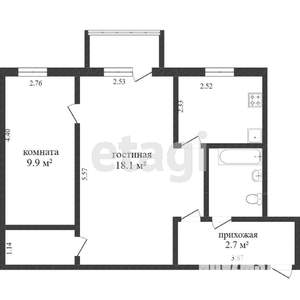 2-к квартира, вторичка, 45м2, 4/4 этаж