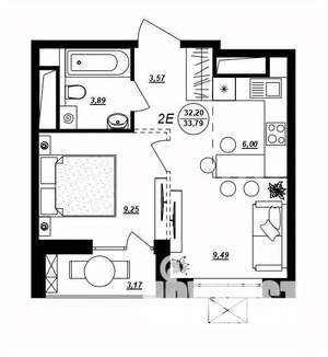 2-к квартира, строящийся дом, 34м2, 14/17 этаж