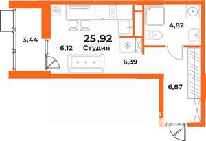 1-к квартира, вторичка, 26м2, 7/10 этаж