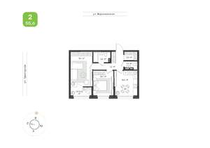 2-к квартира, вторичка, 56м2, 7/9 этаж