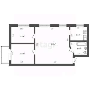 3-к квартира, вторичка, 62м2, 5/5 этаж