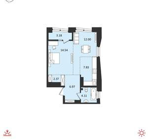 2-к квартира, вторичка, 51м2, 17/19 этаж