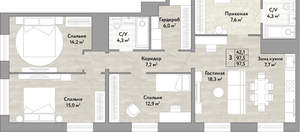 3-к квартира, вторичка, 98м2, 21/22 этаж