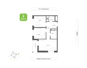 2-к квартира, вторичка, 53м2, 16/16 этаж
