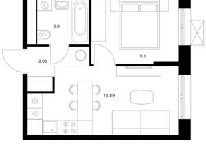 1-к квартира, вторичка, 32м2, 5/10 этаж