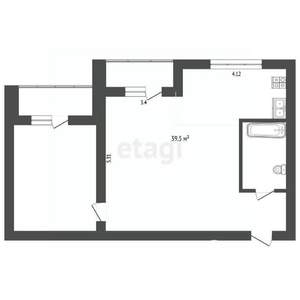 2-к квартира, вторичка, 54м2, 1/4 этаж