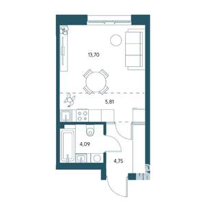 Студия квартира, строящийся дом, 28м2, 12/25 этаж