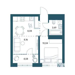 1-к квартира, вторичка, 36м2, 21/25 этаж