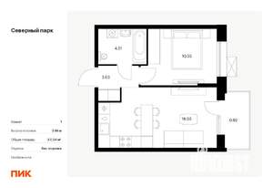 1-к квартира, вторичка, 37м2, 4/10 этаж