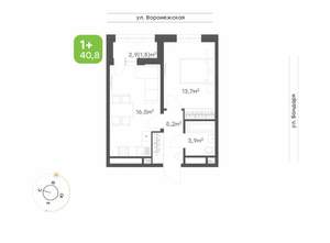 1-к квартира, вторичка, 41м2, 2/20 этаж