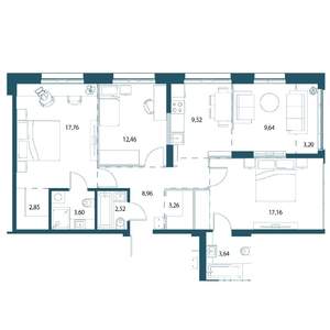 3-к квартира, вторичка, 93м2, 16/25 этаж