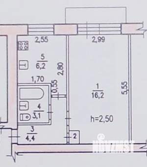 1-к квартира, вторичка, 30м2, 5/5 этаж