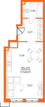 Студия квартира, вторичка, 35м2, 5/10 этаж