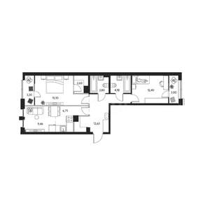 3-к квартира, вторичка, 73м2, 6/15 этаж