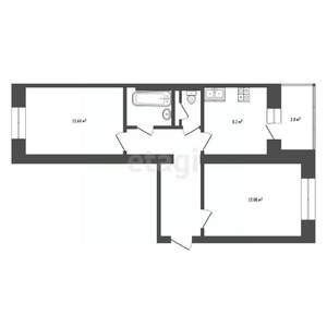 2-к квартира, вторичка, 49м2, 4/5 этаж